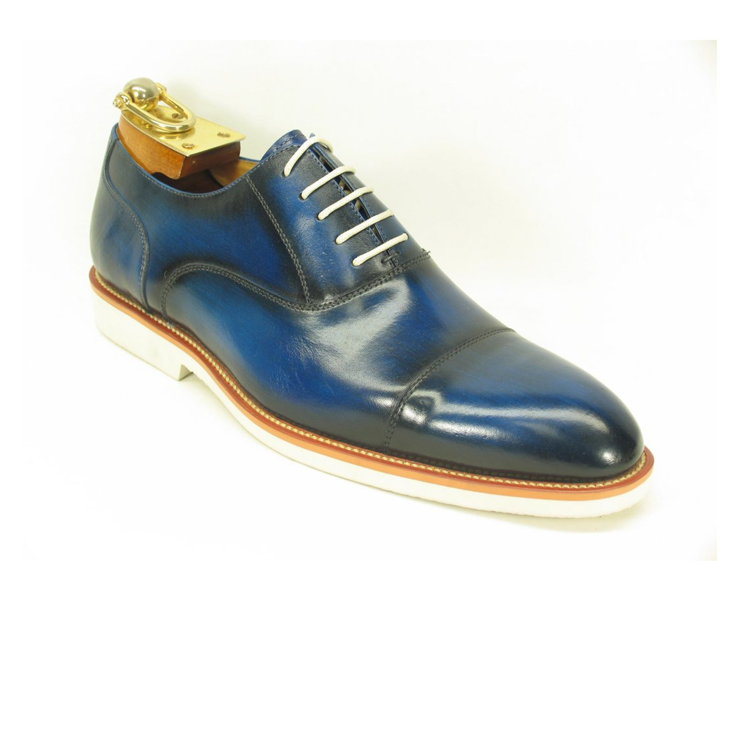 Mens Carrucci Semi-Casual Painted Leather Dress Shoe in Cobalt Blue - 8.5