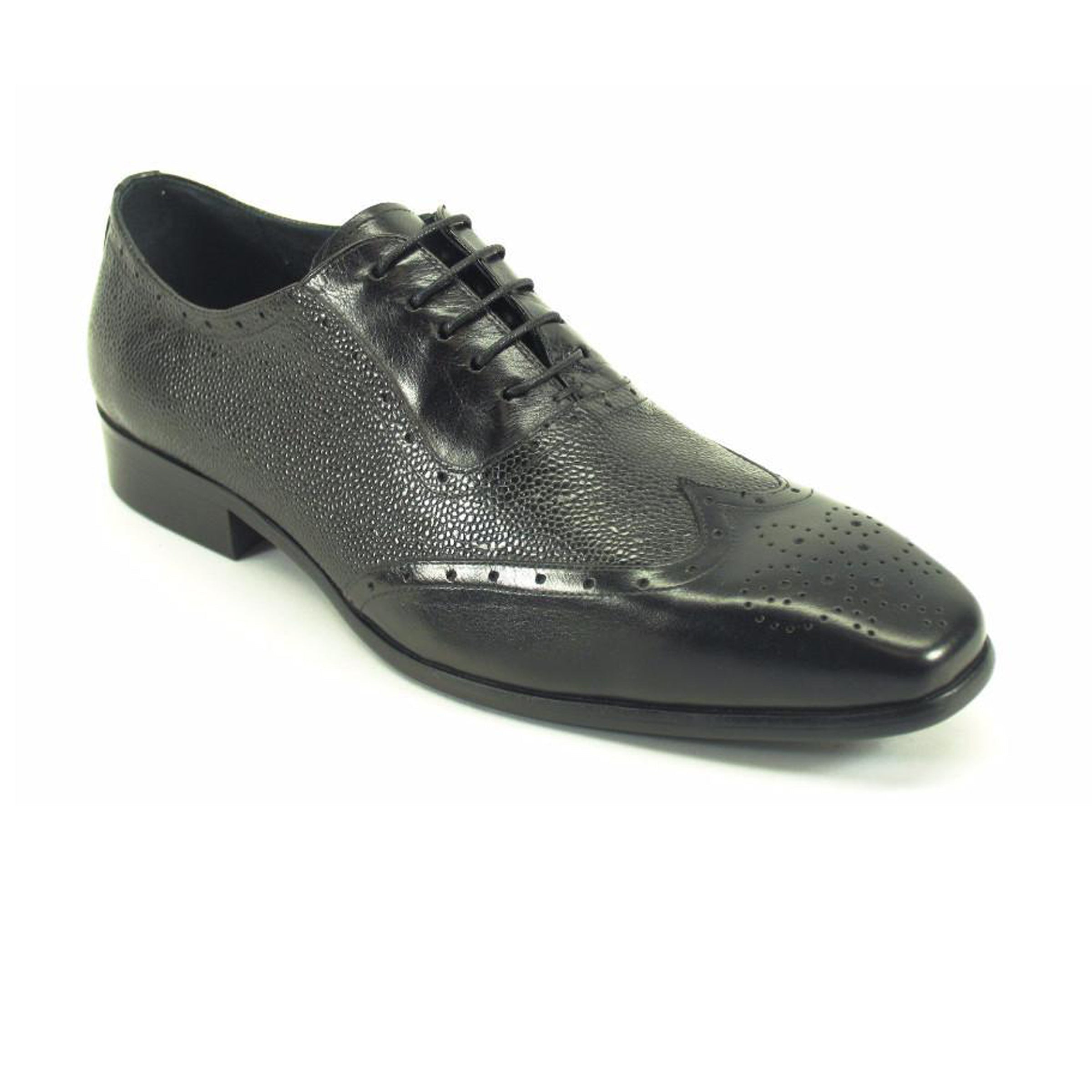 Mens Carrucci Caviar Leather Wingtip Dress Shoe in Whisky - 7.5