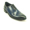 Mens Carrucci Whole Cut Leather Medallion Dress Shoe in Navy Blue