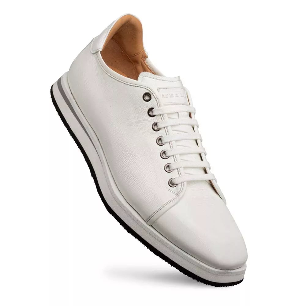 Mezlan Cartuja Sport Oxford White Shiny Calf Sneakers - 8