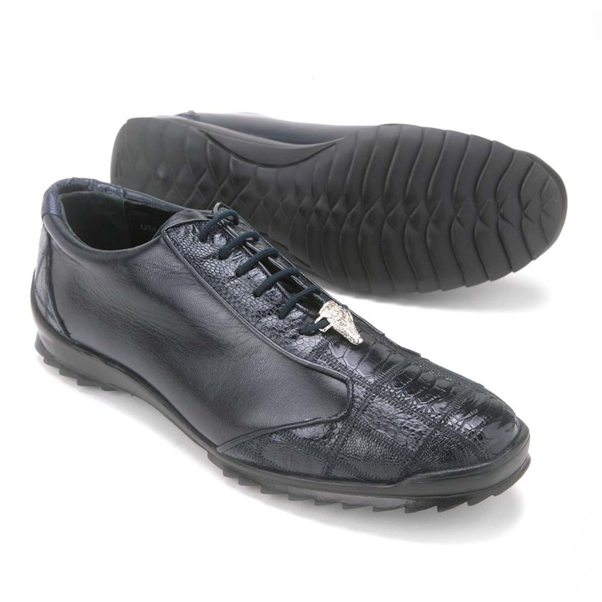 Los Altos Navy Genuine Ostrich Men's Casual Sneaker - 8-M