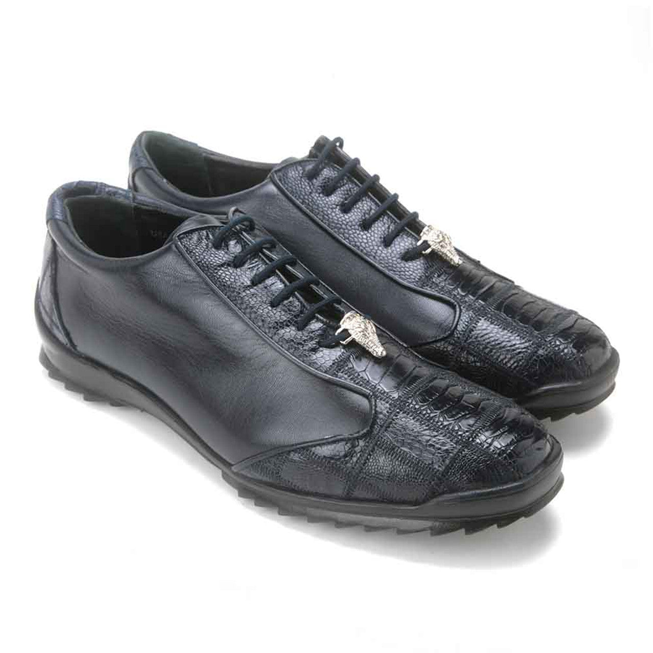 Los Altos Navy Genuine Ostrich Men's Casual Sneaker - 8-M
