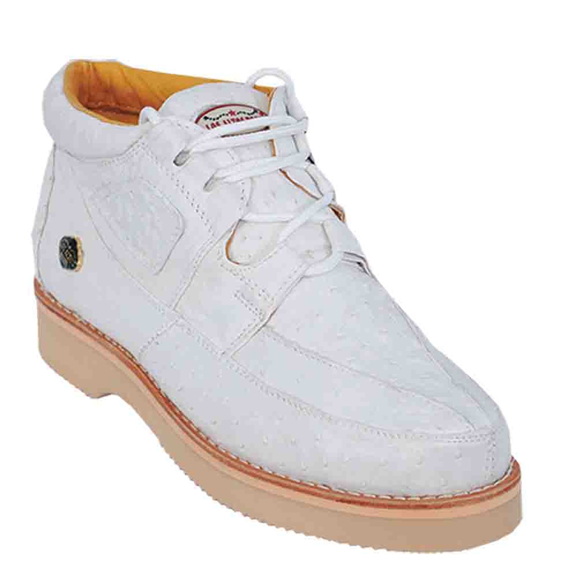 Los Altos Men's Casual White Full Ostrich Sneaker - 8