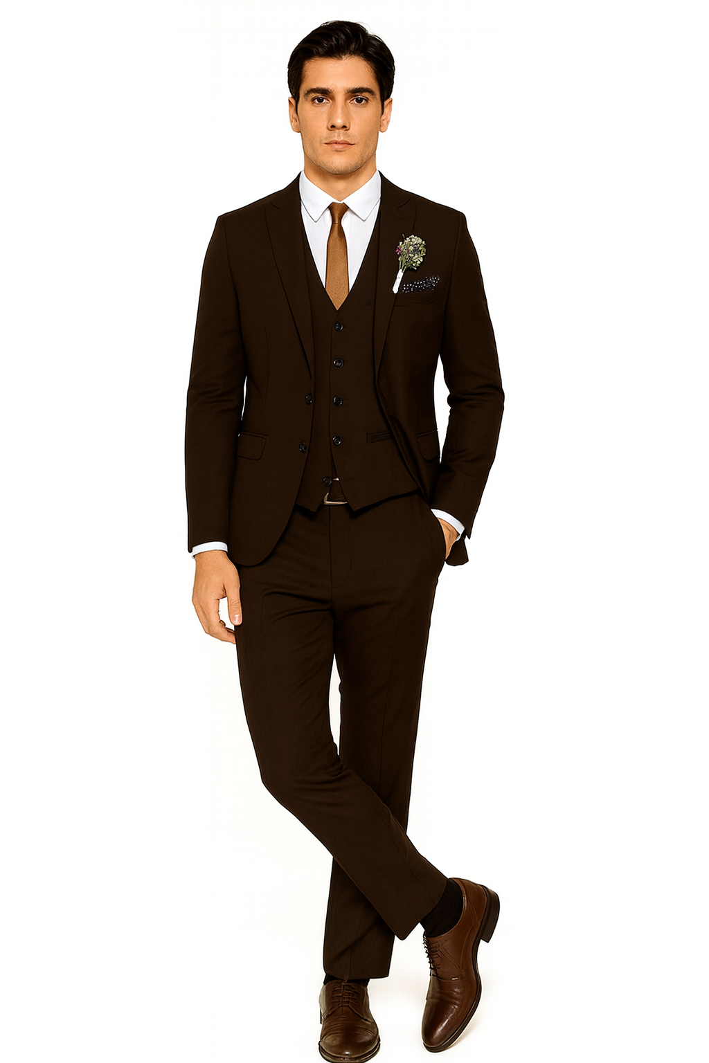 Mens Brown Linen Suit - Brown Summer Wedding Suit - Brown