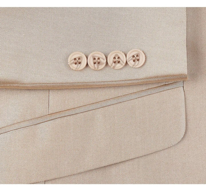 Cheap Priced Suit - Mens Basic Two Button Slim Fit  Suit With Optional Vest In Shiny Champagne Tan Sharkskin - 38 Short Jacket+32 Waist Adjustable 28to34)(Height: 5 4 to5 7 )(Neck  15-16.5)S-M)