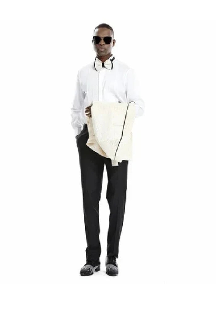 Knot Side Textured Paisley 2pc Tuxedo, Champange