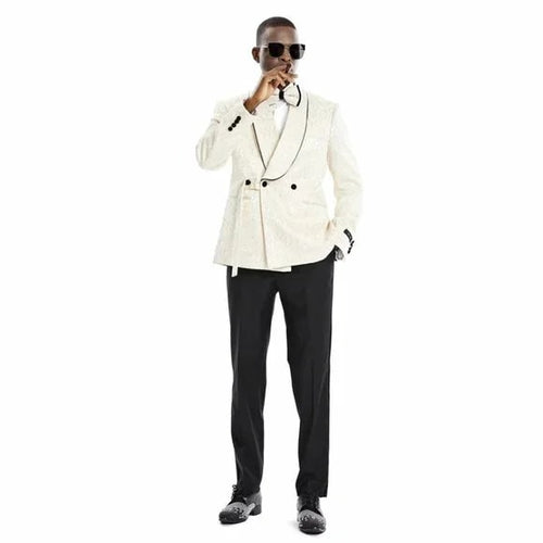 Knot Side Textured Paisley 2pc Tuxedo, Champange