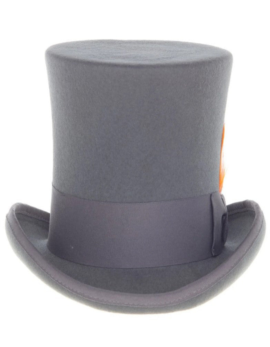 Charcoal Grey Dress Hat 1920s Fedora Style - Men's Tall 100% Wool Dress Top Hat in Charcoal Grey - S