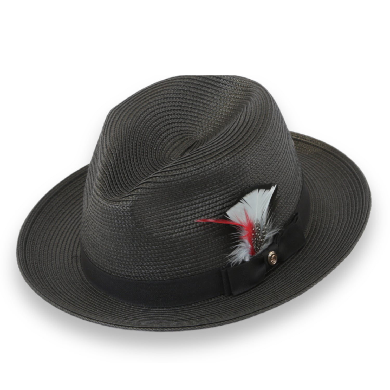 Tapa Crushable Straw Hat Fedora in Charcoal - Small
