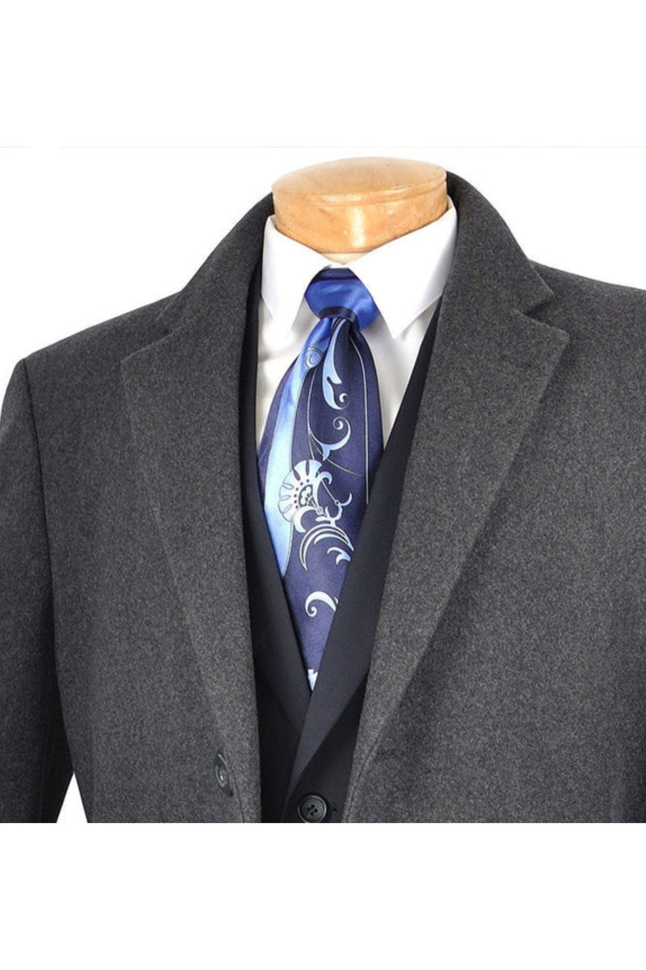 Milan Collection - Wool and Cashmere Regular Fit Dress Charcoal Top Coat - Coat Size 38