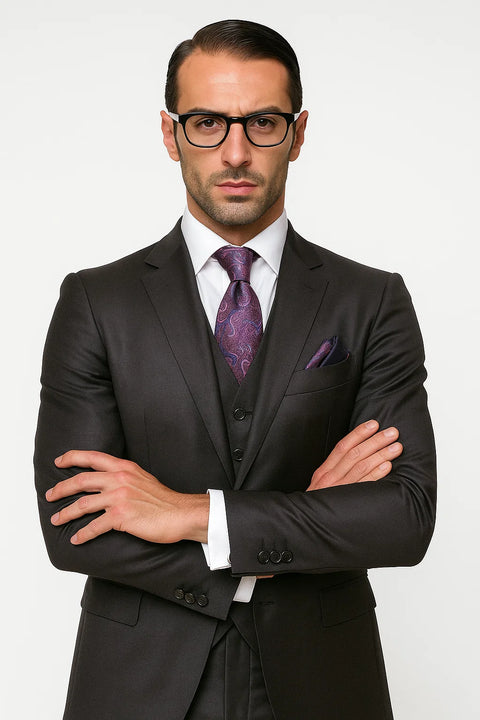 Charcoal 2-Button Regular Fit Suit 