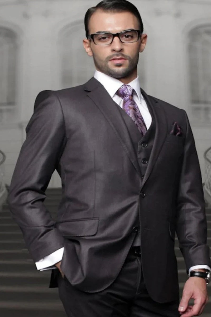 Big and Tall Suit - Charcoal Big and Tall Regular Fit 3 PC Suit - Coat Size 38