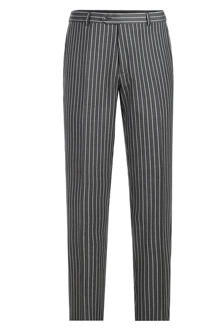 Cheap Suit - Mens Classic Fit Double Breasted Charcoal Grey Suit Bold Gangster Pinstripe