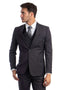 Cheap Priced Suit - Men's Two Button Basic Hybrid Fit Vested Charcoal Suit