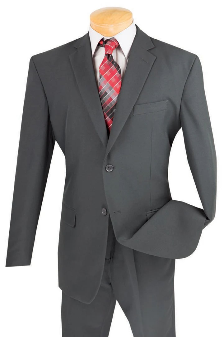 Cheap Priced Suit - Mens 2 Button Classic Poplin Charcoal Suit - 38 Short Jacket+32 Waist Adjustable 28to34)(Height: 5 4 to5 7 )(Neck  15-16.5)S-M)