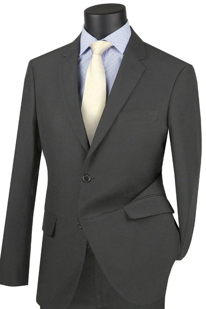 Cheap Priced Suit - Mens Ultra Slim Fit Stretch  Charcoal Suit - 38 Short Jacket+32 Waist Adjustable 28to34)(Height: 5 4 to5 7 )(Neck  15-16.5)S-M)