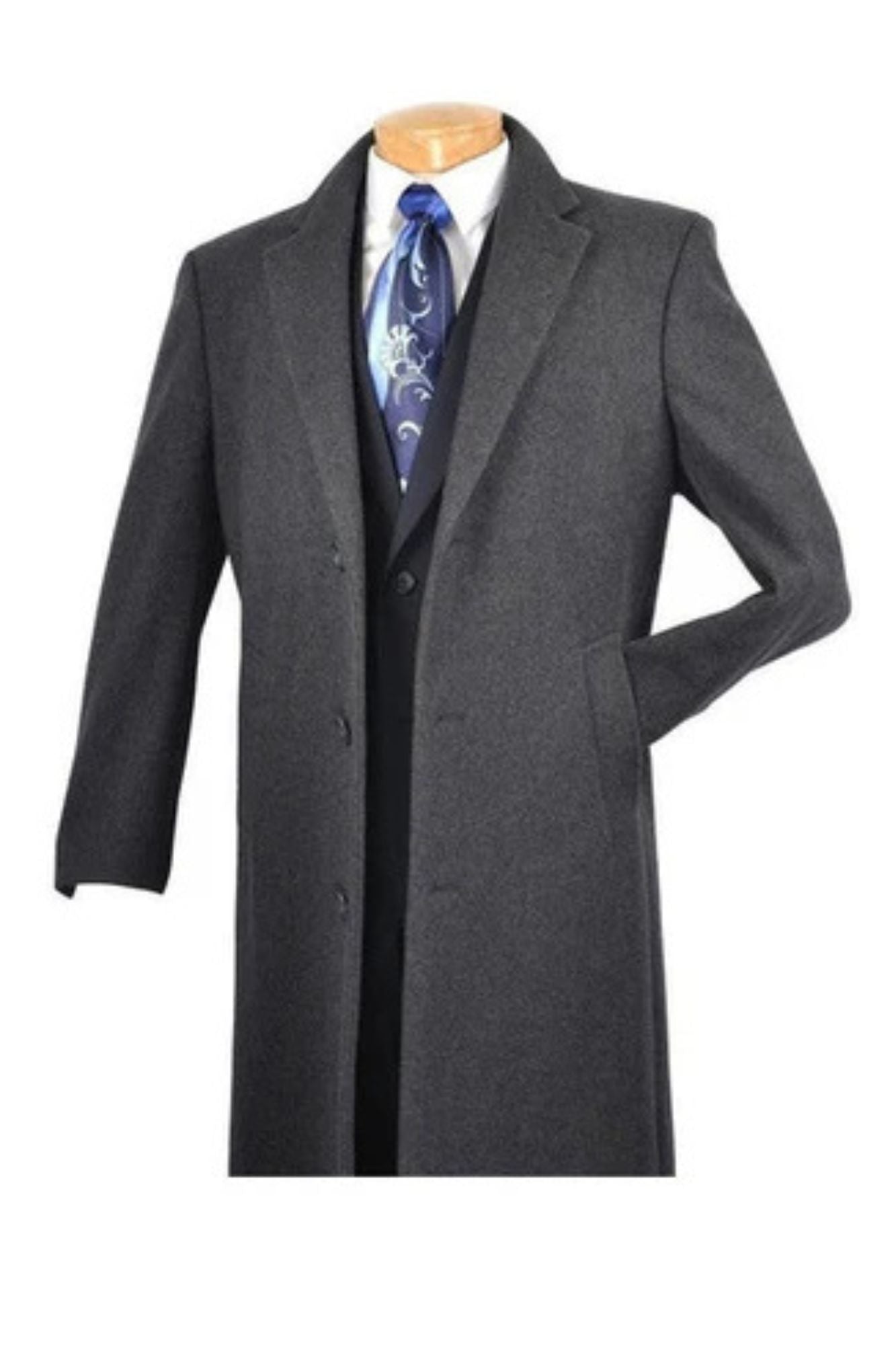 Milan Collection - Wool and Cashmere Regular Fit Dress Charcoal Top Coat - Coat Size 38