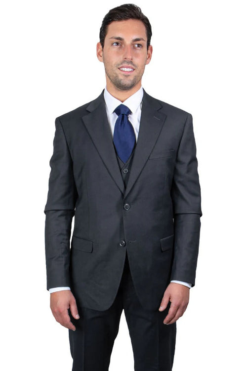 Cheap priced Suit - Men's Two Button Vested Stacy Adams Basic Charcoal Suit
