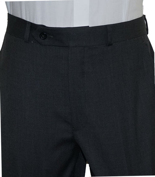 Washable Wool Blend Flat Front Charcoal Gray Pants