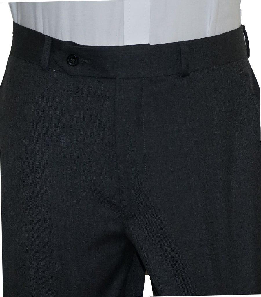 Washable Wool Blend Flat Front Charcoal Gray Pants