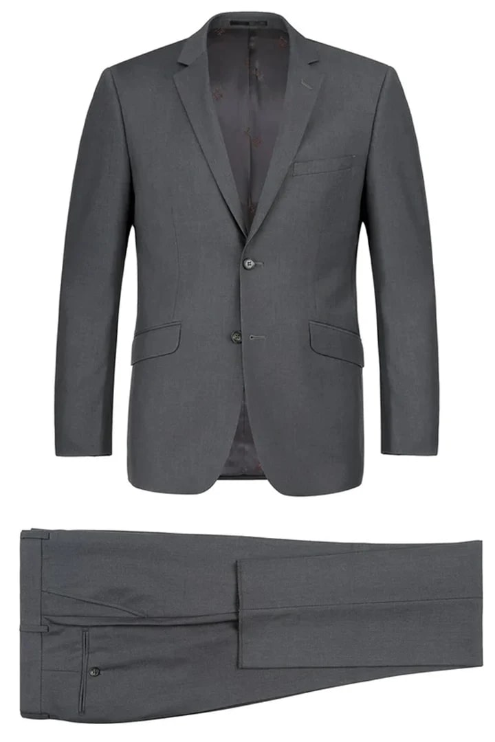 Cheap Suit - Mens Basic Two Button Classic Fit Charcoal Grey Suit With Optional Vest