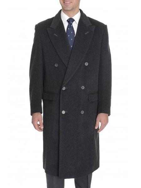 Double Breasted Overcoat - Full length Classic Fit Topcoat in Australian Wool Fabric in 7 Colors - S