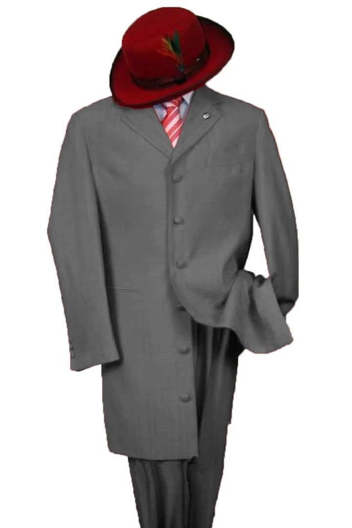 Zoot Suit - Mens 2PC Classic Long Fashion Charcoal Grey Zoot Suit