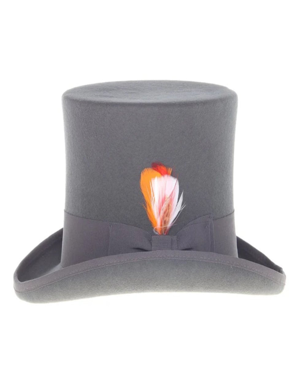 Victorian Steampunk Top Hat - 1800 19th Century - Dressy Loden Felt Top Charcoal Grey Hat - S