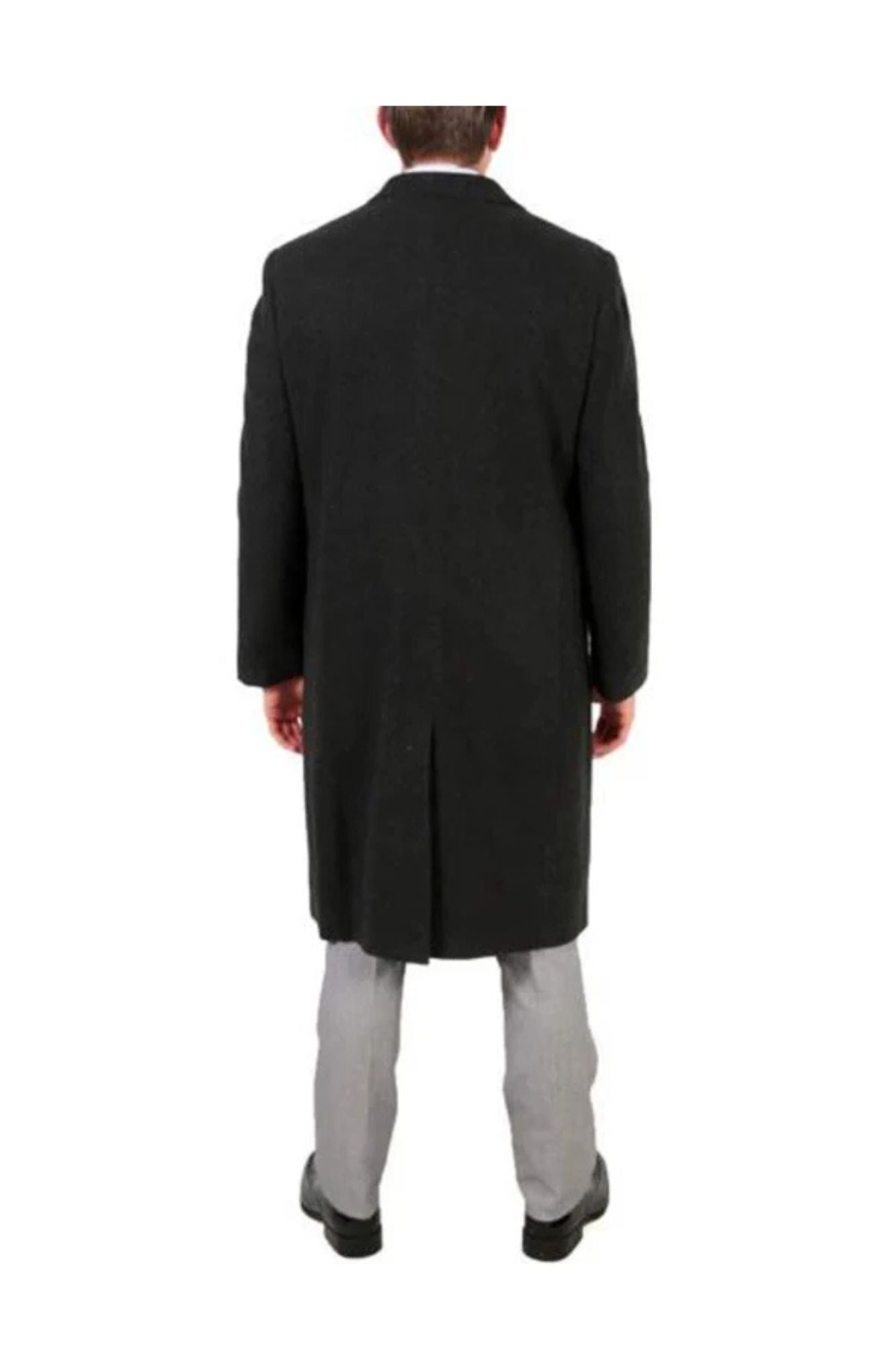 3 Button Wool/Poly Dark Charcoal Overcoat With Slanted Pockets - Coat Size 38
