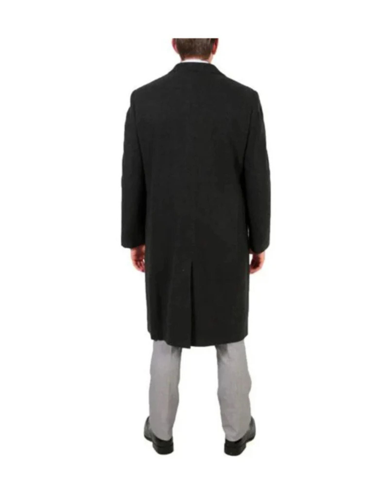 3 Button Wool/Poly Dark Charcoal Overcoat With Slanted Pockets - Coat Size 38