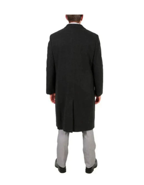 3 Button Wool/Poly Dark Charcoal Overcoat With Slanted Pockets