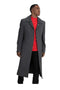 Dark Charcoal men's Blu Martini Four Button Ankle length Wool Full Length Overcoat