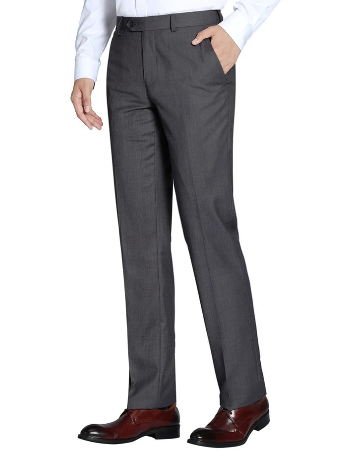 Dress Pants Regular Leg Un-Hemmed Bottoms in Charcoal - Dress Size Pants : 28