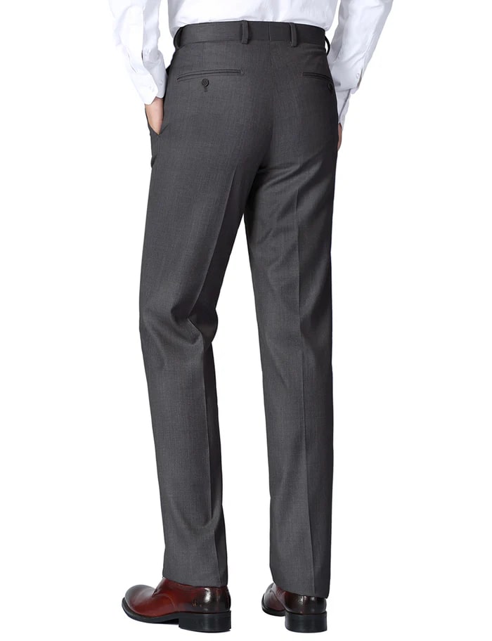 Dress Pants Regular Leg Un-Hemmed Bottoms in Charcoal - Dress Size Pants : 28