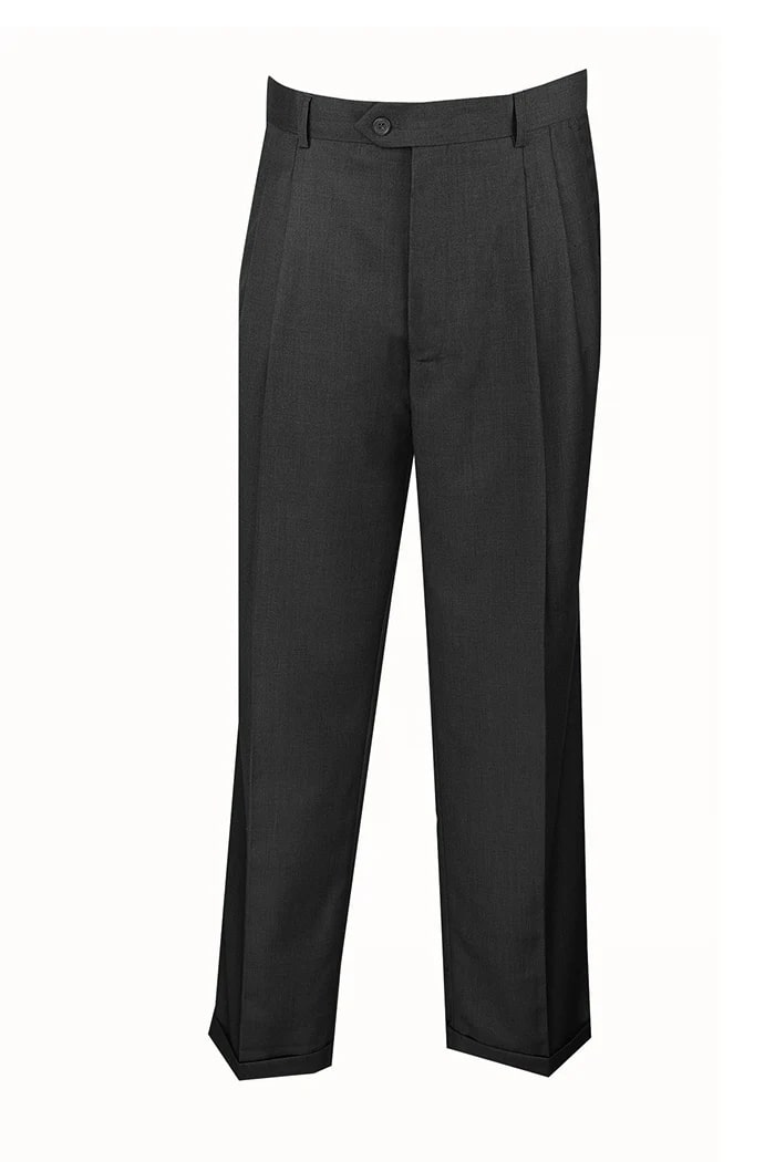 Charcoal Dress Pants Regular Leg Pleated Pre-hemmed With Cuffs - dress size pants : 28
