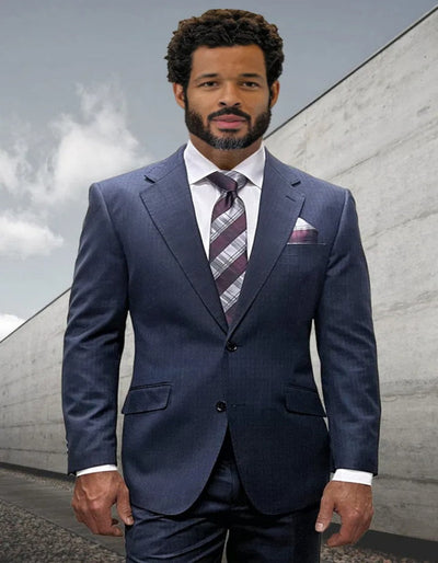 Men's Designer Two Button Charcoal Grey Wool Suit