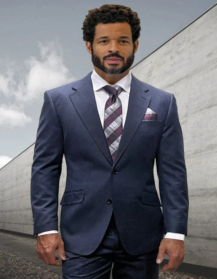 Men's Designer Two Button Charcoal Grey Wool Suit