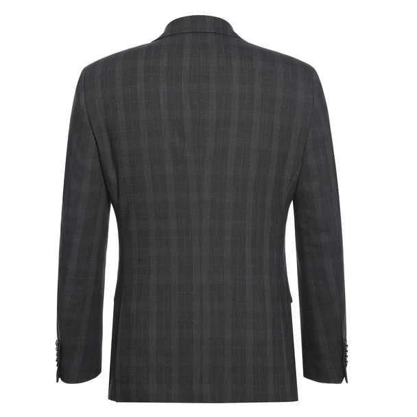 English Laundry Suits  Designer Brand - Stretch Performance Single Breasted Slim Fit Charcoal Plaid By English Laundry