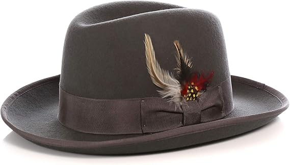 Premium Godfather Hat - Homburg Hat - Men's Homburg  Charcoal - Small