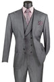 Cheap Suit - Men's Summer Sharkskin Charcoal Suit With Double Breasted Vest