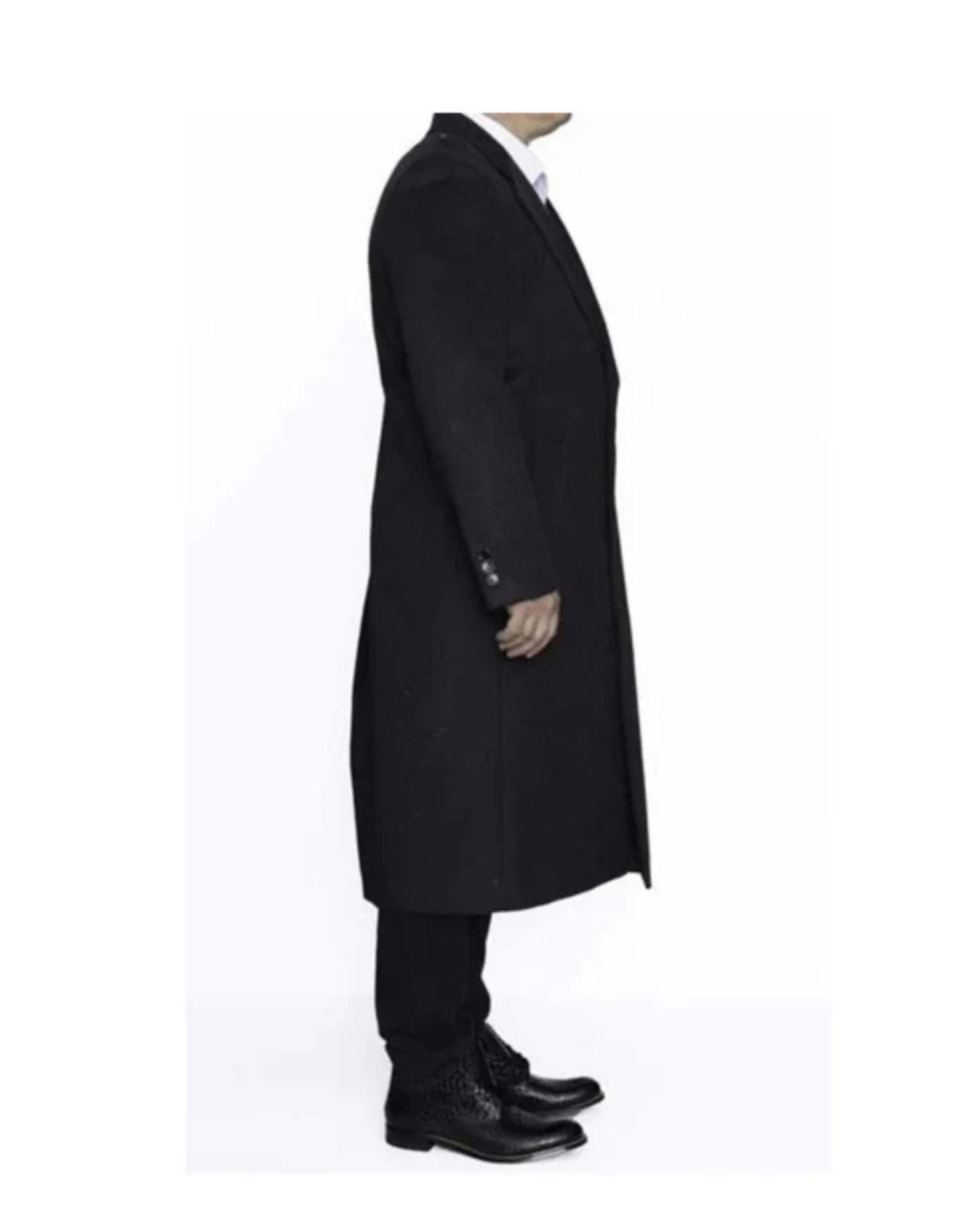 3 Button Full Length Wool Dress Ankle length Dark Charcoal Top Coat/Overcoat