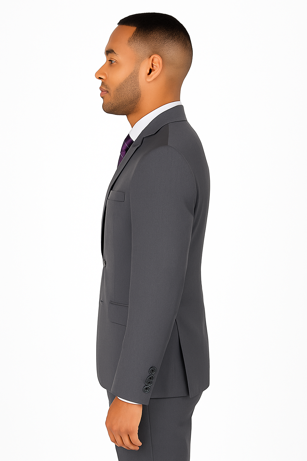Slim Fit 2 Piece Suit Stretch Fabric Suit with Adjustable Waistband in Charcoal - Charcoal
