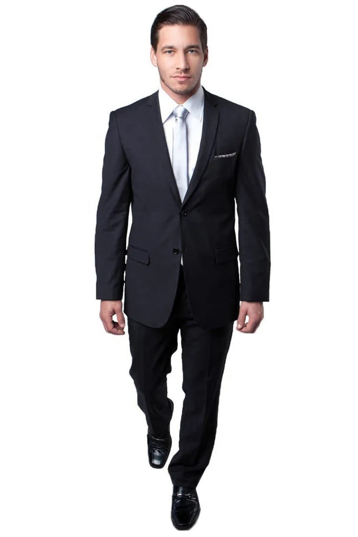 Cheap Priced Suit- Men's Basic 2 Button Slim Fit Wedding  Charcoal Suit