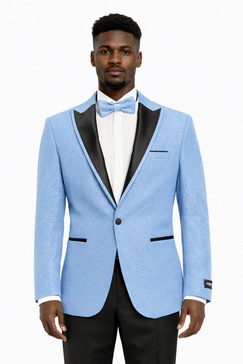 Mens Glitter Sequin Flashy in Color "Baby Blue" Tuxedo Dinner Jacket Blazer Sportcoat