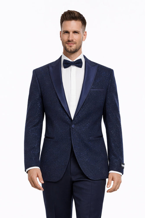 Mens Glitter Sequin Flashy in Color "Navy" Tuxedo Dinner Jacket Blazer Sportcoat
