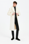 Men’s Ivory - Cream - Off White Full-Length Overcoat with Luxurious Faux Fur Shawl Collar – Winter Dress Coat