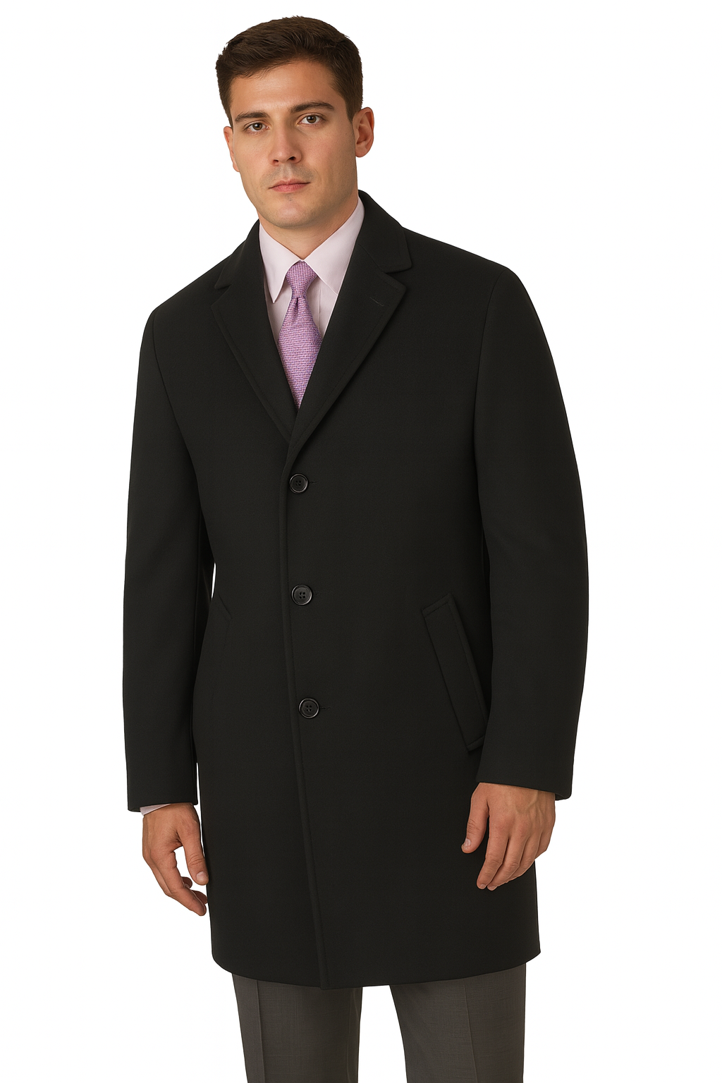Men's Heavy Wool Overcoat – Classic Full Length Winter Topcoat - 42 Regular