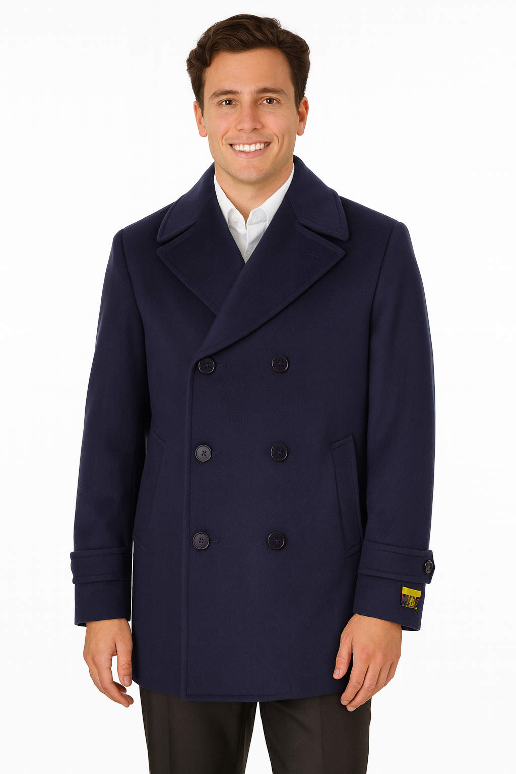 Big & Tall Men's Wool Peacoat – Classic Double Breasted Overcoat - Navy