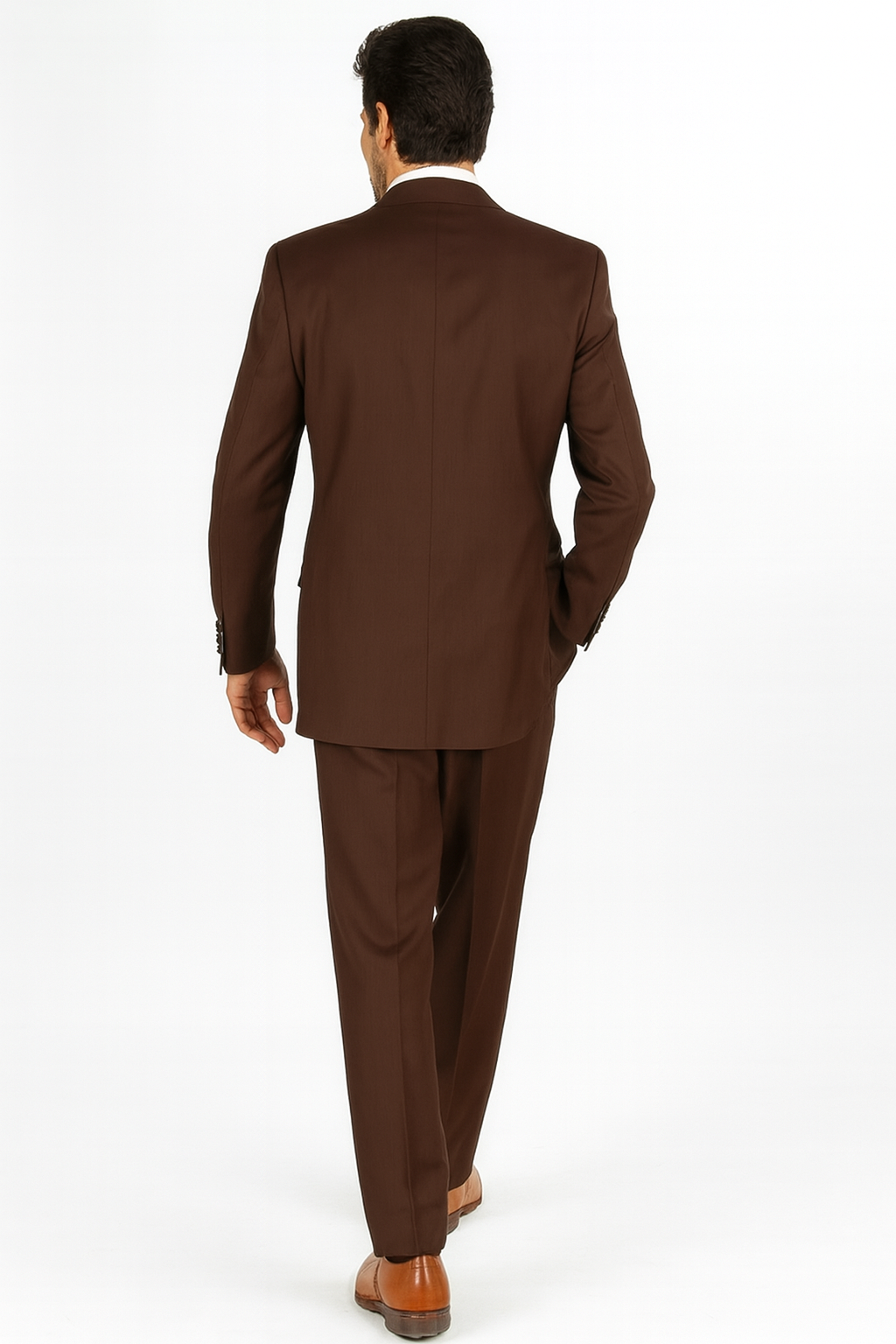 Mens Classic Fit 3 Button Vested Single Pleated Pant Suit in Chocolate Brown-New Designer Collection - 34 Regular
