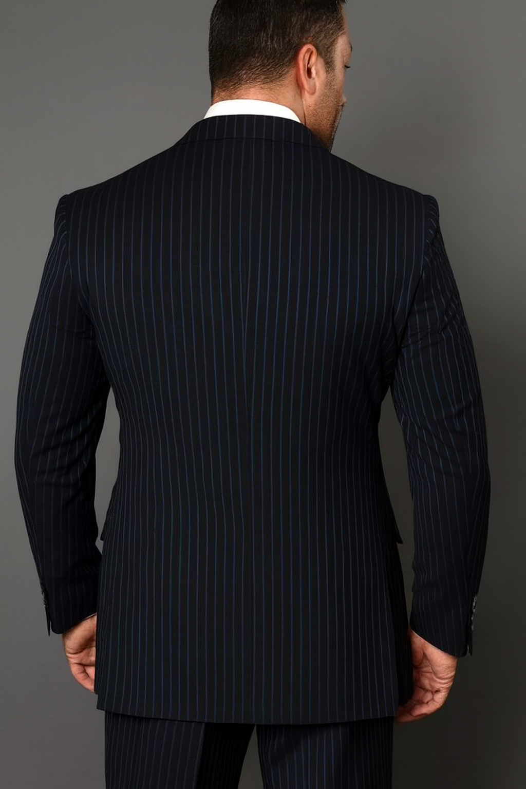 Statement Suits Black Grey - 38 Short Jacket+32 Waist Adjustable 28to34)(Height: 5’4”to5’7”)(Neck 15-16.5)S-M)